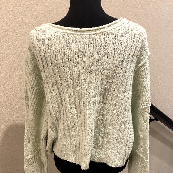 FREE PEOPLE SEASHELL LINEN BLEND CROPPED PULLOVER - Picture 3 of 3